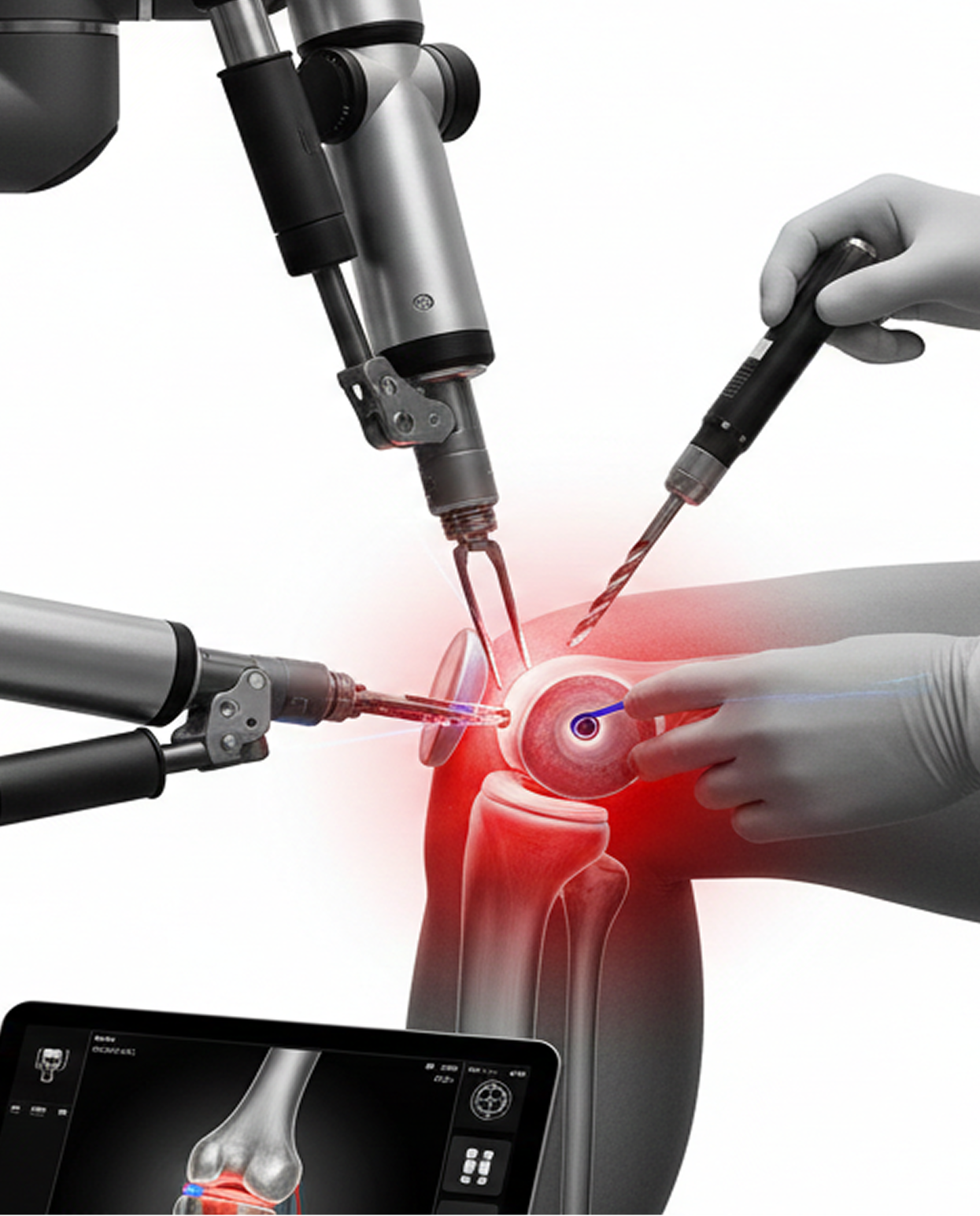 Dr. Manoj Kumar Khemani performing robotic joint replacement surgery in Kolkata — precision robotic-assisted knee and hip replacement